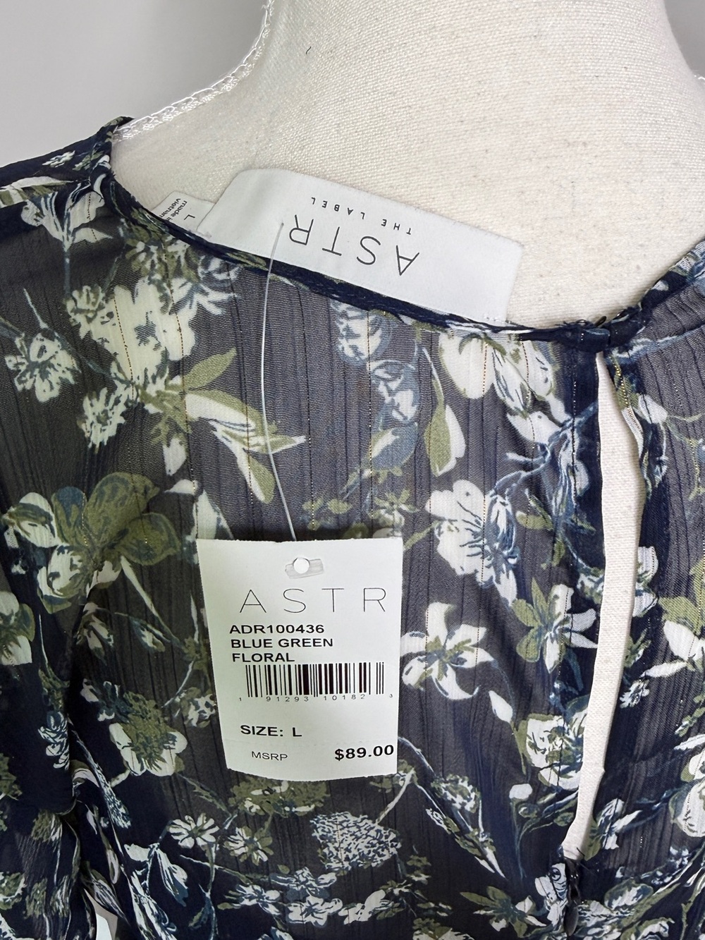 NWT ASTR the Label Flutter Sleeve Maxi Dress Blue Green Floral Size L - Picture 8 of 12